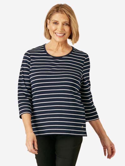 PennyPlain Striped Top - French Navy