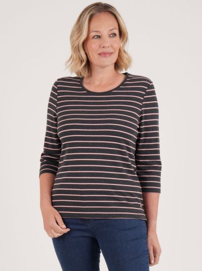 PennyPlain Striped Top - Charcoal