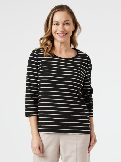 PennyPlain Striped Top - Black