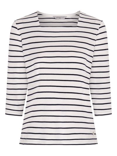 PennyPlain Stripe Square Neck Top- Ivory/french Navy