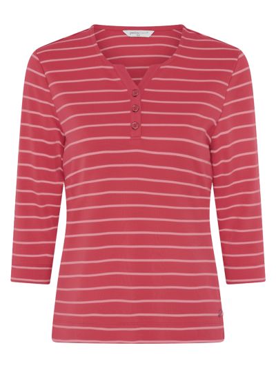 PennyPlain Notch Neck Stripe Top - Berry/dusk