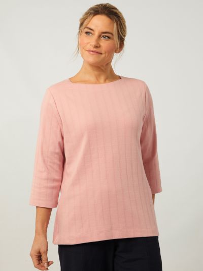 PennyPlain Textured Boat Neck Top - Dusk