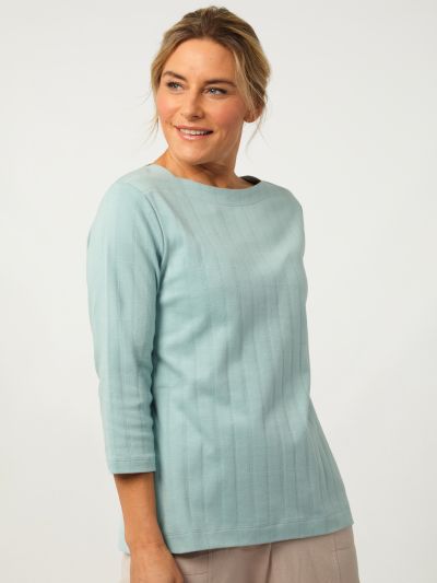 PennyPlain Textured Boat Neck Top - Mint