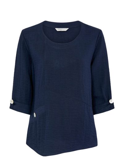 PennyPlain Asymmetric Hem Top - French Navy