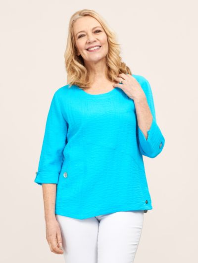 PennyPlain Asymmetric Hem Top - Lagoon