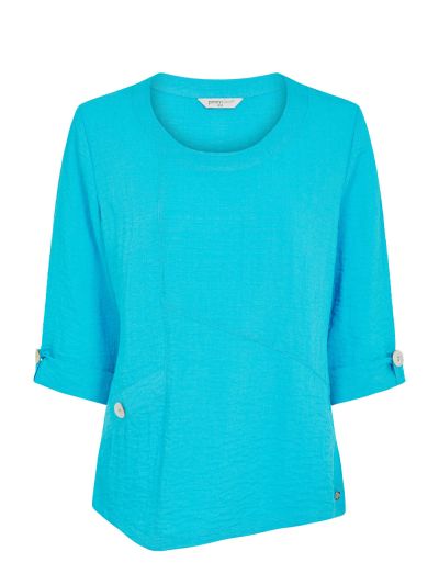 PennyPlain Asymmetric Hem Top - Lagoon