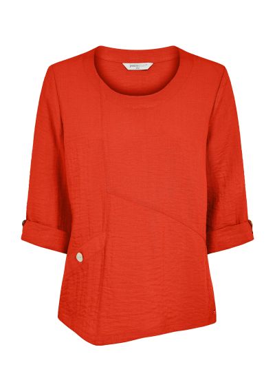 PennyPlain Asymmetric Hem Top - Coral