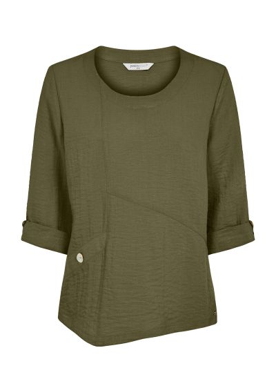 PennyPlain Asymmetric Hem Top - Sage