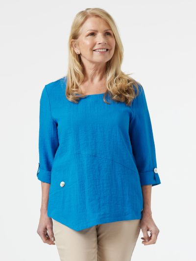 PennyPlain Asymmetric Hem Top - Bluebell