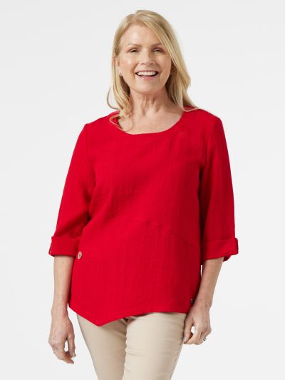 PennyPlain Asymmetric Hem Top - Red