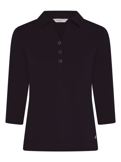 PennyPlain Henley Polo Top - Navy