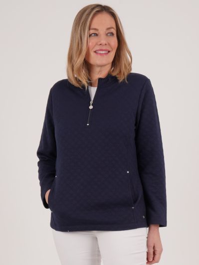 PennyPlain Quilt 1/2 Zip Top - Navy