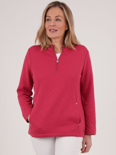PennyPlain Quilt 1/2 Zip Top - Berry