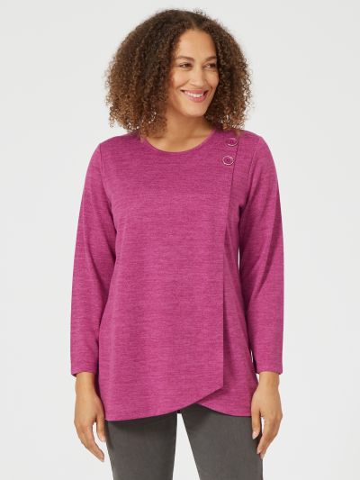 PennyPlain Asymmetric Button Top - Magenta