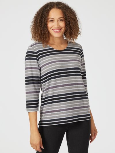 PennyPlain Striped Top  - Black
