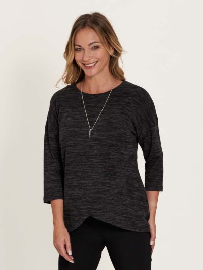 PennyPlain Cross Over Hem Tunic - Charcoal