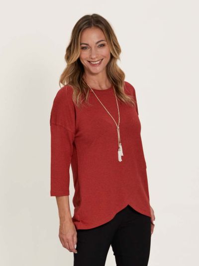 PennyPlain Cross Over Hem Tunic - Rust
