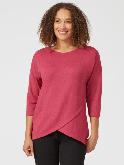 PennyPlain Cross Over Hem Tunic - Fuchsia