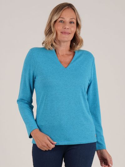 PennyPlain Hi Back V Long Sleeve  - Aqua