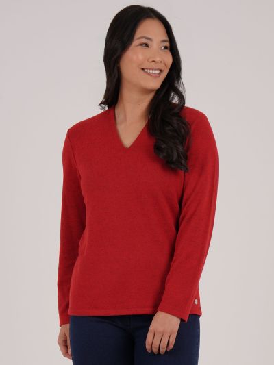 PennyPlain Hi Back V Long Sleeve  - Rust
