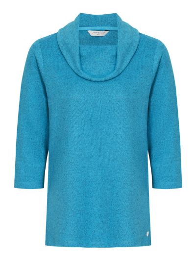 PennyPlain Essential Cowl Neck Top - Aqua