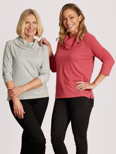 PennyPlain Essential Cowl Neck Top - Fuchsia