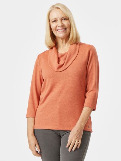 PennyPlain Essential Cowl Neck Top - Pumpkin