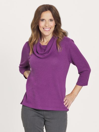 PennyPlain Essential Cowl Neck Top - Amethyst
