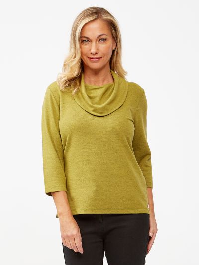 PennyPlain Essential Cowl Neck Top - Forest