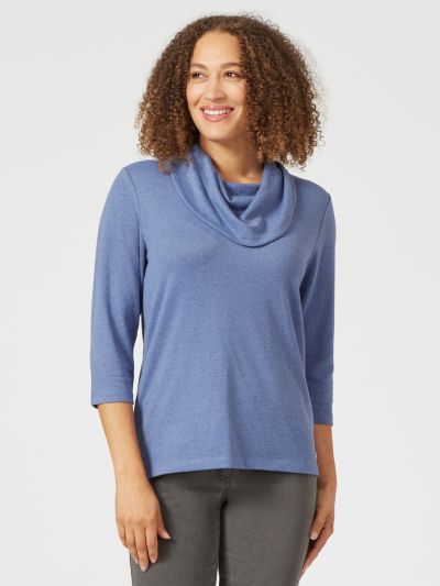 PennyPlain Essential Cowl Neck Top - Sky