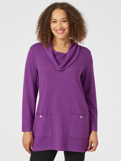 PennyPlain Tunic Cowl Neck Top - Amethyst