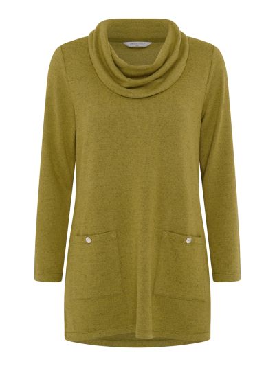 PennyPlain Tunic Cowl Neck Top- Forest
