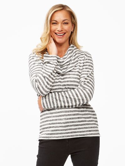 PennyPlain Supersoft Cowl Neck Top - Ivory