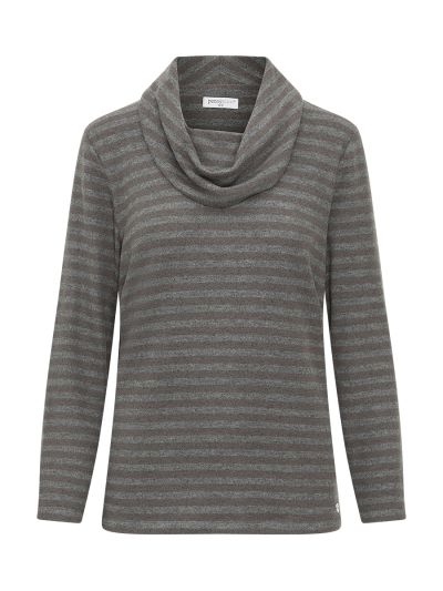 PennyPlain Supersoft Cowl Neck Top - Iron