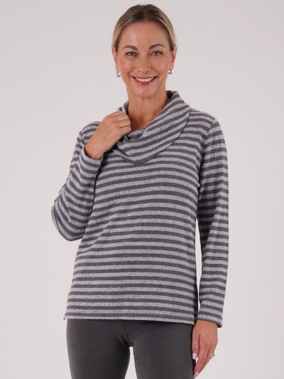 PennyPlain Supersoft Cowl Neck Top - Lilac
