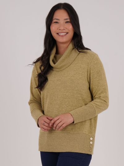 PennyPlain Pennyplain  Rib Hem Cowl Tunic - Pear