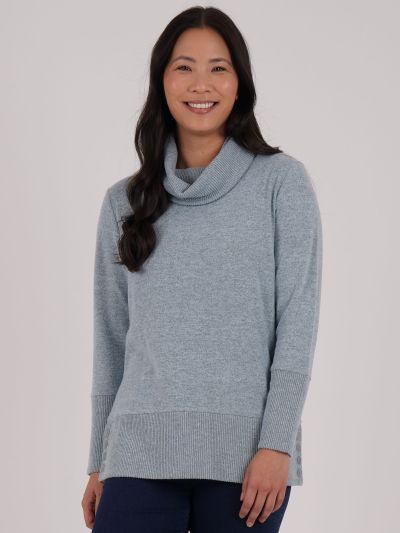 PennyPlain Pennyplain  Rib Hem Cowl Tunic - Glacier