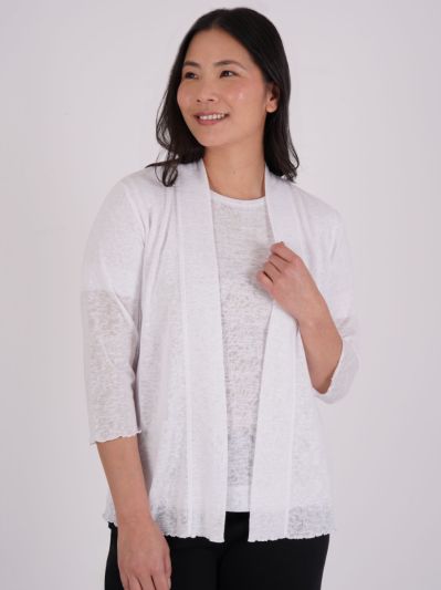 PennyPlain Open Front Shrug - White
