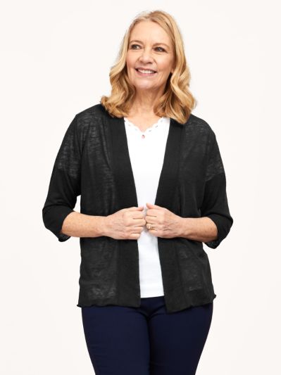 PennyPlain Open Front Shrug - Black