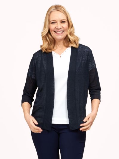PennyPlain Open Front Shrug - French Navy