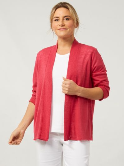 PennyPlain Open Front Shrug - Crimson