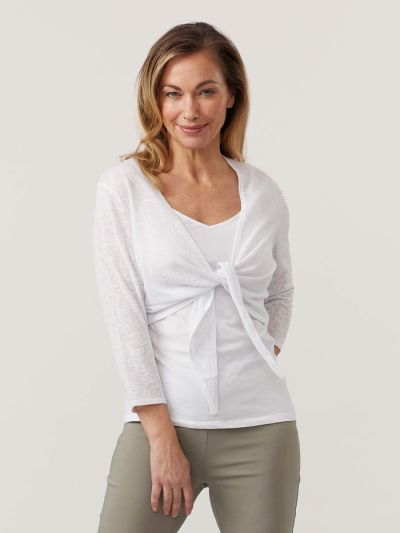 PennyPlain Shrug Tie Front - White