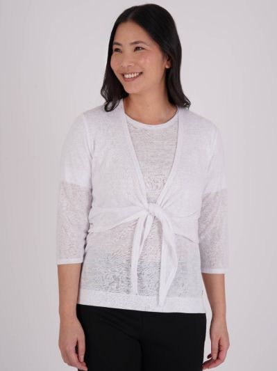 PennyPlain Shrug Tie Front - White