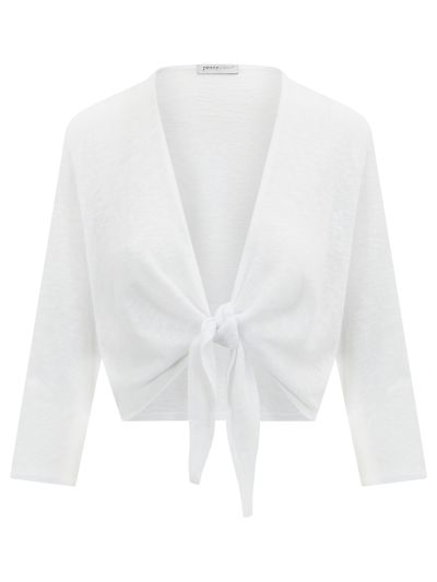 PennyPlain Shrug Tie Front - White
