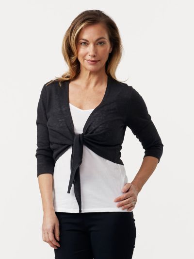 PennyPlain Shrug Tie Front - Charcoal