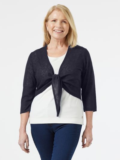 PennyPlain Shrug Tie Front - Navy
