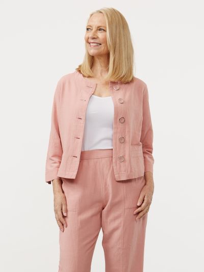 PennyPlain Linen Blend Crop Jacket - Dusk