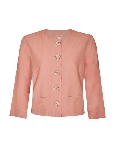 PennyPlain Linen Blend Crop Jacket - Dusk