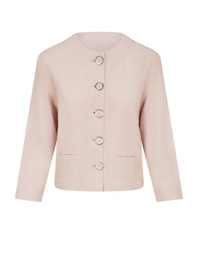 PennyPlain Linen Blend Crop Jacket - Cloud