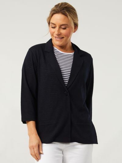 PennyPlain Front Button Jacket - Navy